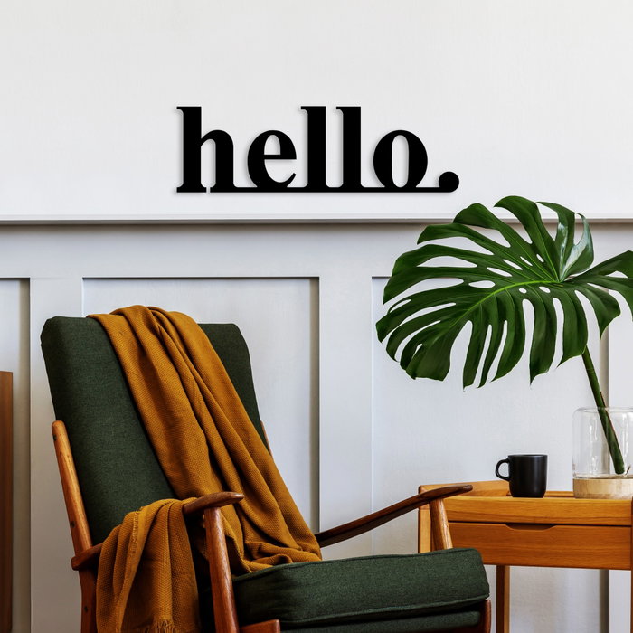 Wallity Hello Escultura de Pared de Metal Negro